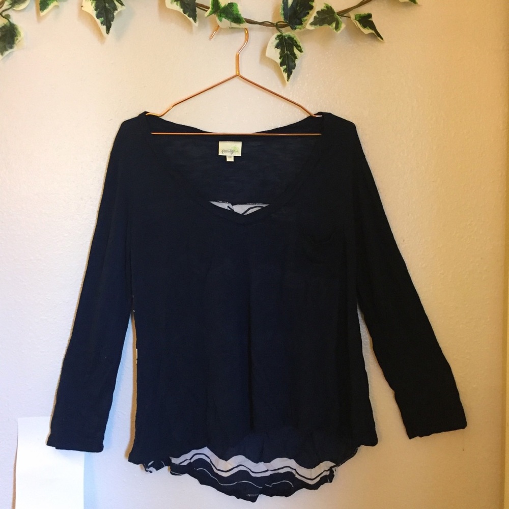 Porridge Anthropologie Navy Striped Back Shirt